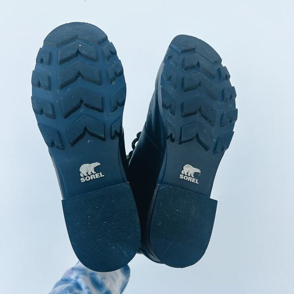 Sorel Women’s Emelie Lace Up Ankle Boots Black Leather Cozy 8 Shearling Winter - Picture 11 of 13